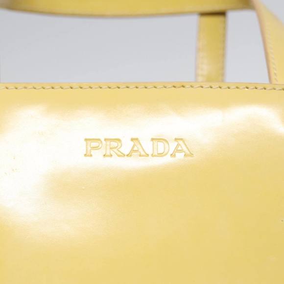 PRADA Hand Bag Enamel Yellow Silver Auth bs17418 - Picture 14 of 16